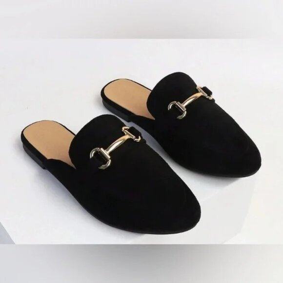 SHEIN Women Wide Fit Metal Decor Flat Mules - 9 - Picture 1 of 7